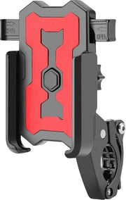 Suport telefon Fivestars BikeDock PHH-100, prindere pe ghidon 22-31.8mm, latime telefon 7-10cm, aluminiu, negru/rosu
