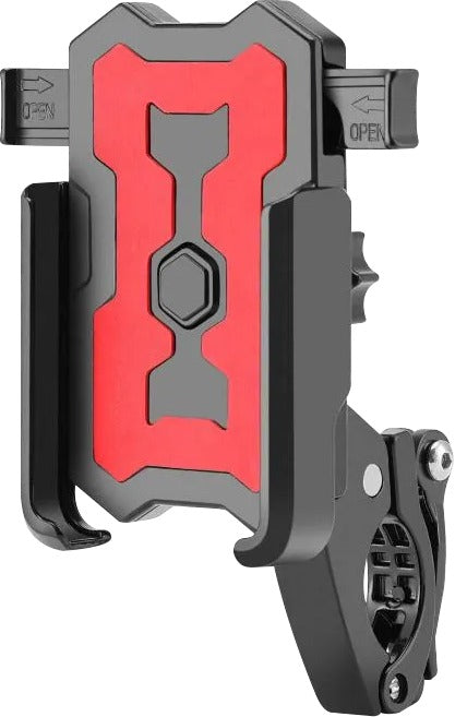 Suport telefon Fivestars BikeDock PHH-100, prindere pe ghidon 22-31.8mm, latime telefon 7-10cm, aluminiu, negru/rosu