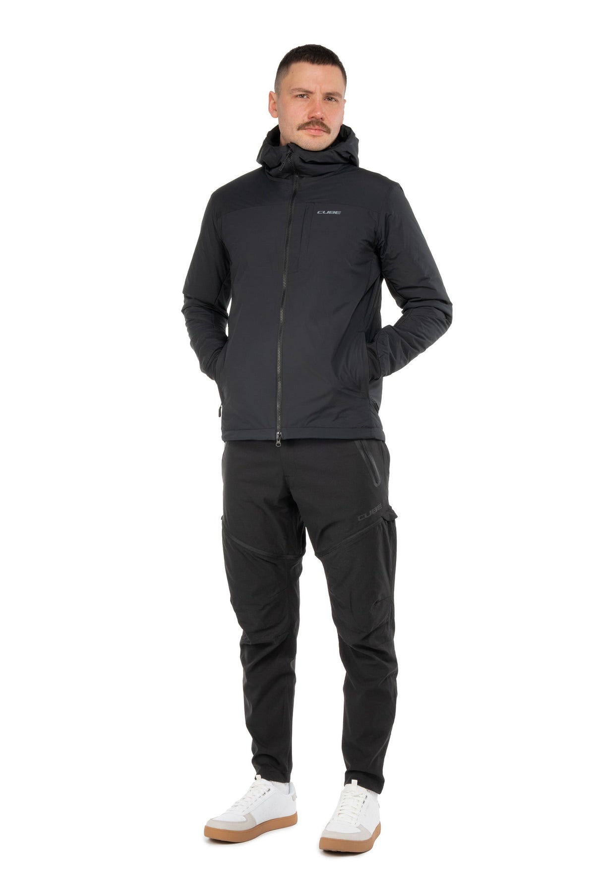Jachetă CUBE Hybrid Black pe model (184 cm, mărimea M) – față