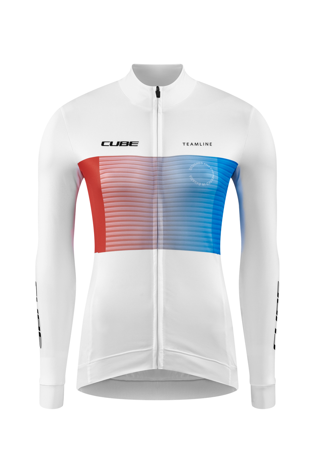 Tricou CUBE Teamline WS L/S White/Blue/Red – față