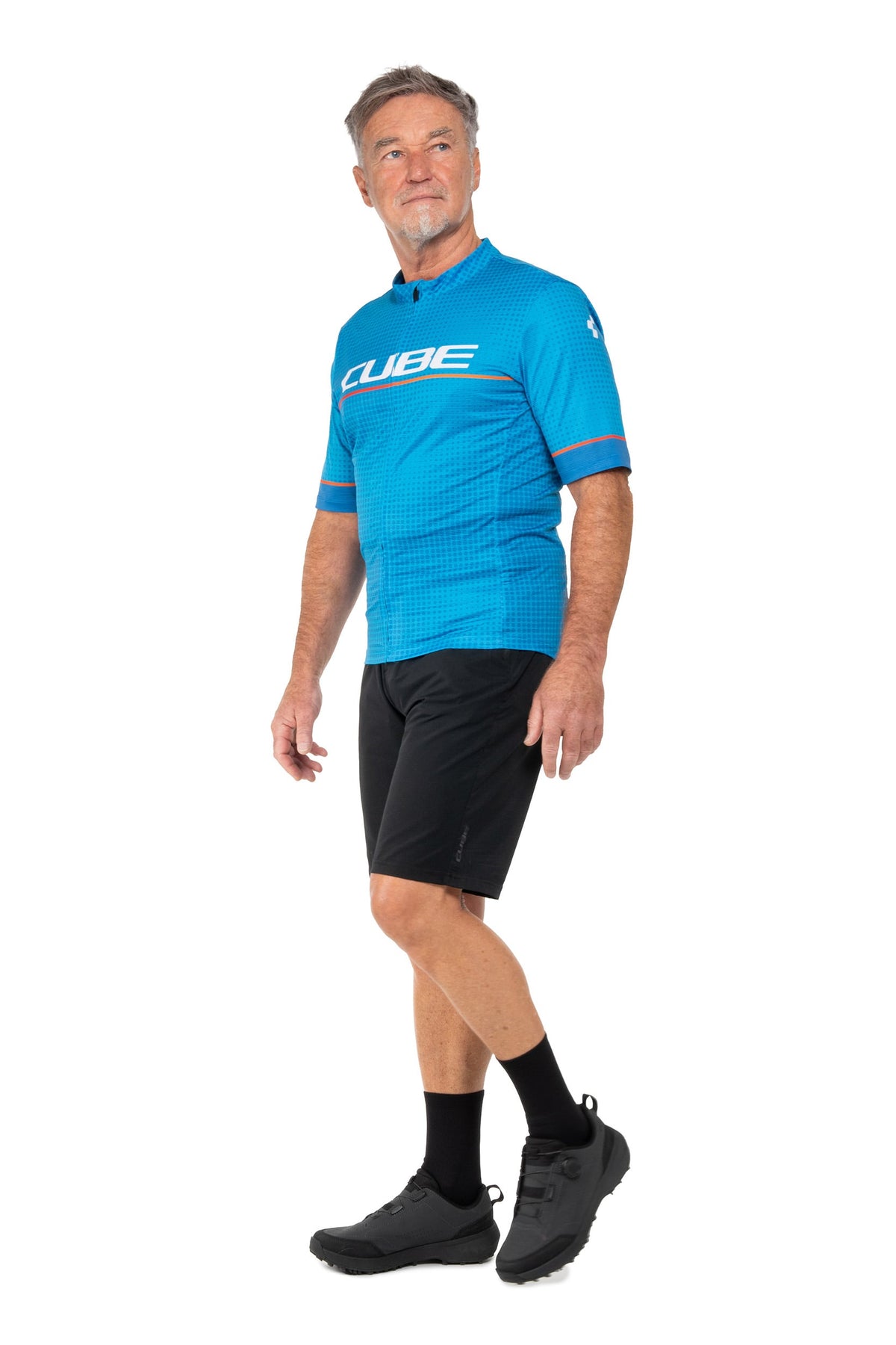 Tricou CUBE CMPT Teamline S/S Topas Blue pe model (178 cm, mărimea M) – față