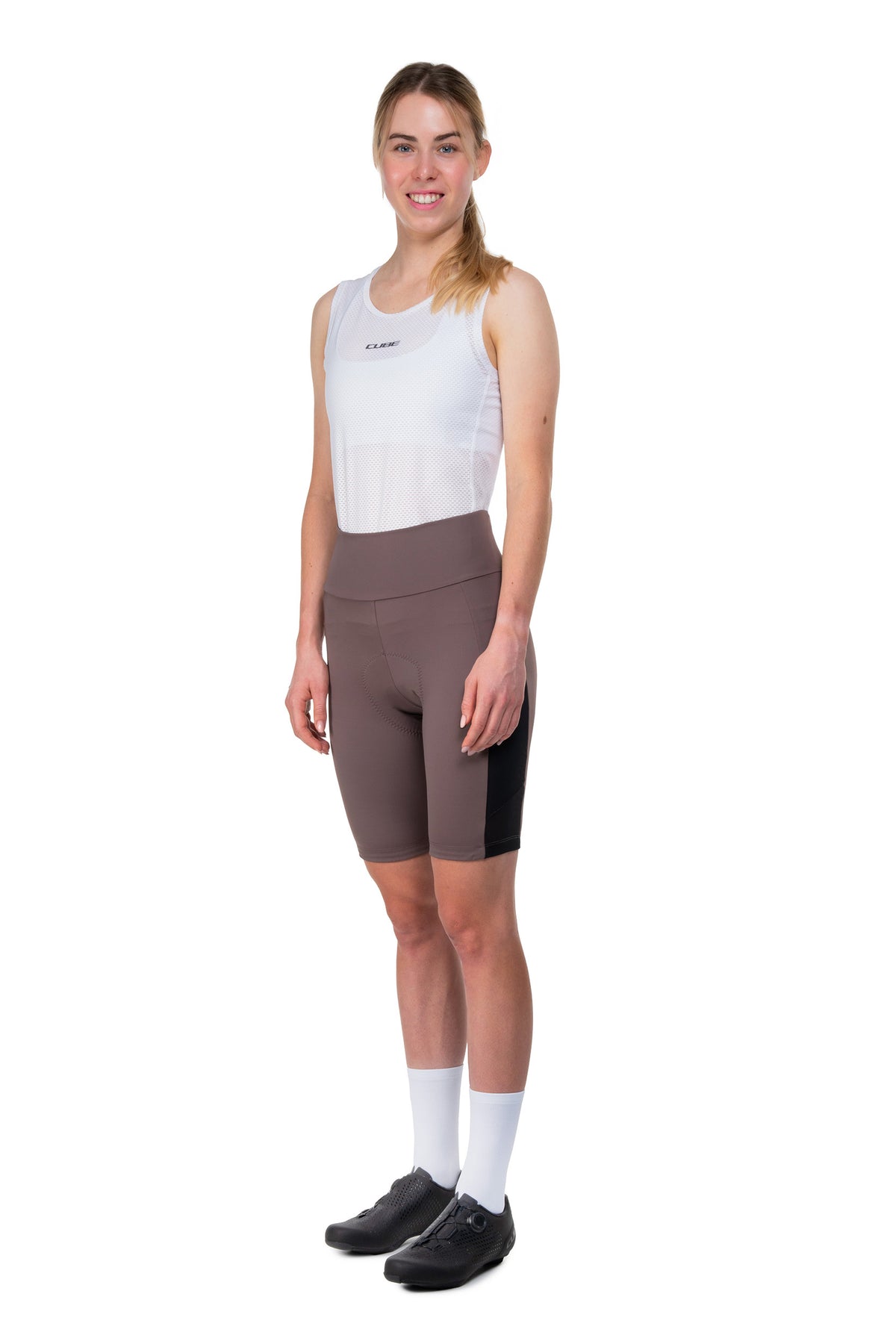 Pantaloni CUBE Road/XC WS Cycle CMPT Burgundy pe model – față