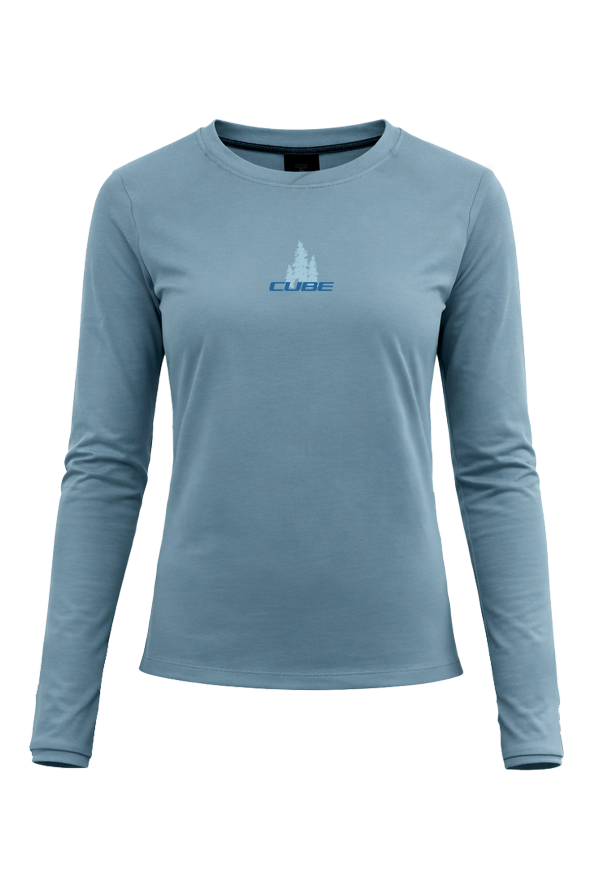 Bluză CUBE MTB WS Round Neck Soft Touch L/S Blue – față