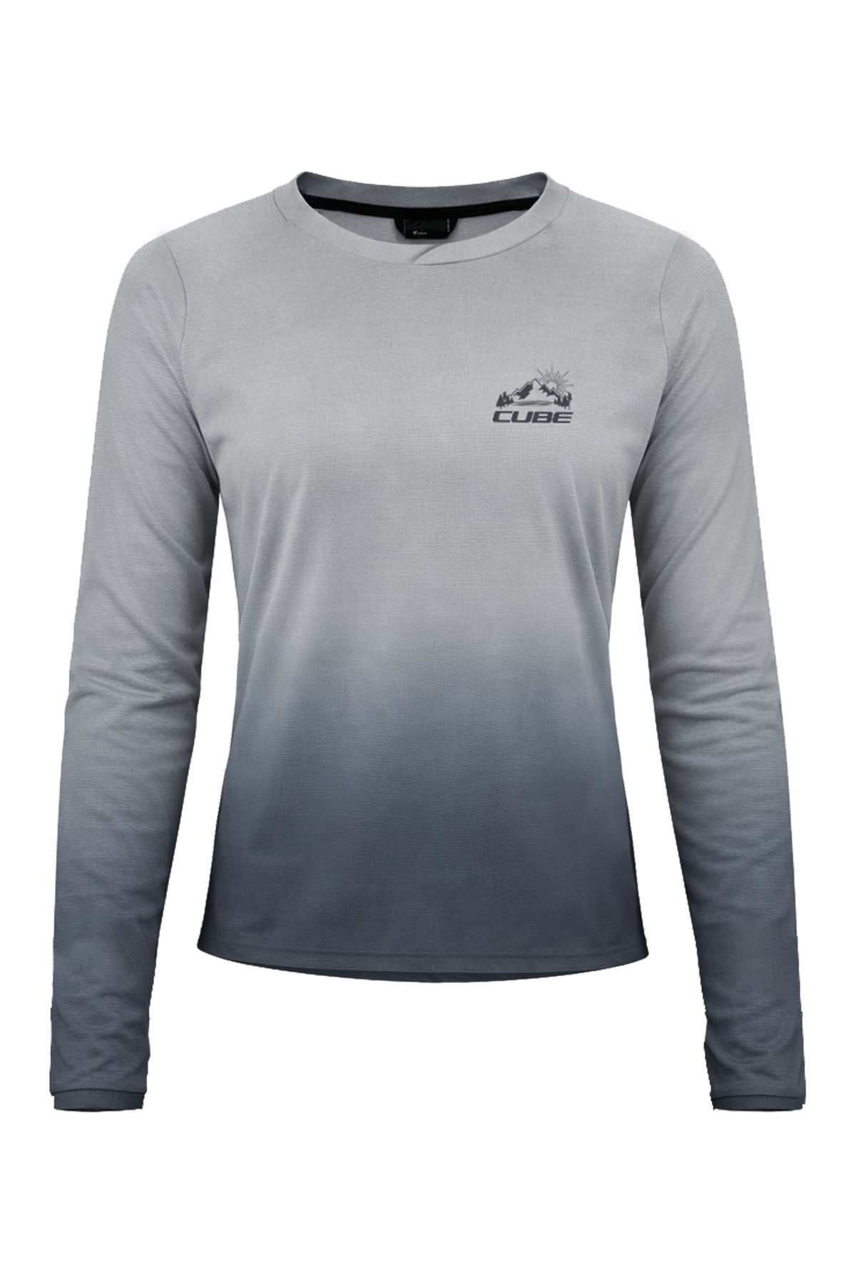 Bluză CUBE MTB WS Round Neck Soft Touch L/S Grey – față