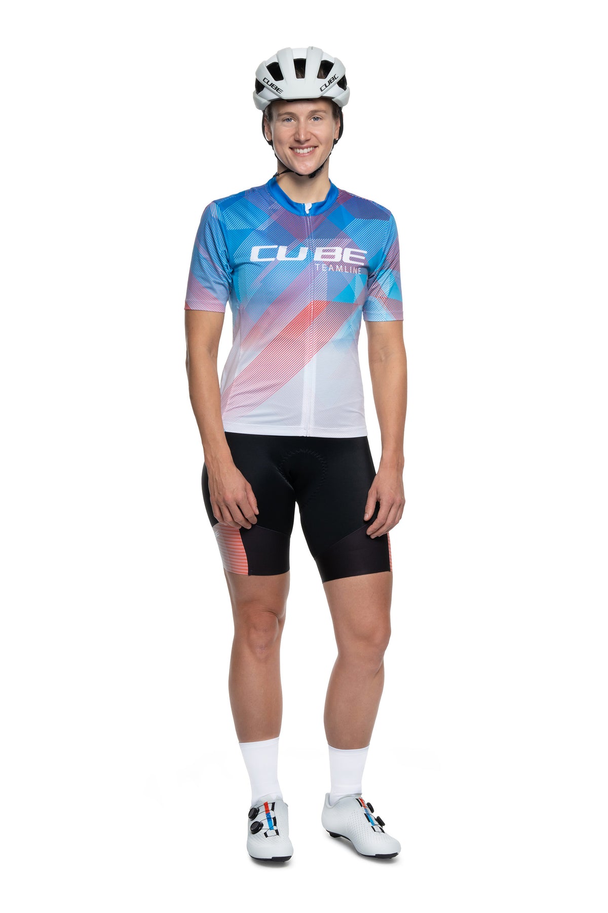 Tricou CUBE WS CMPT Teamline S/S White pe model (168 cm, mărimea S) – față