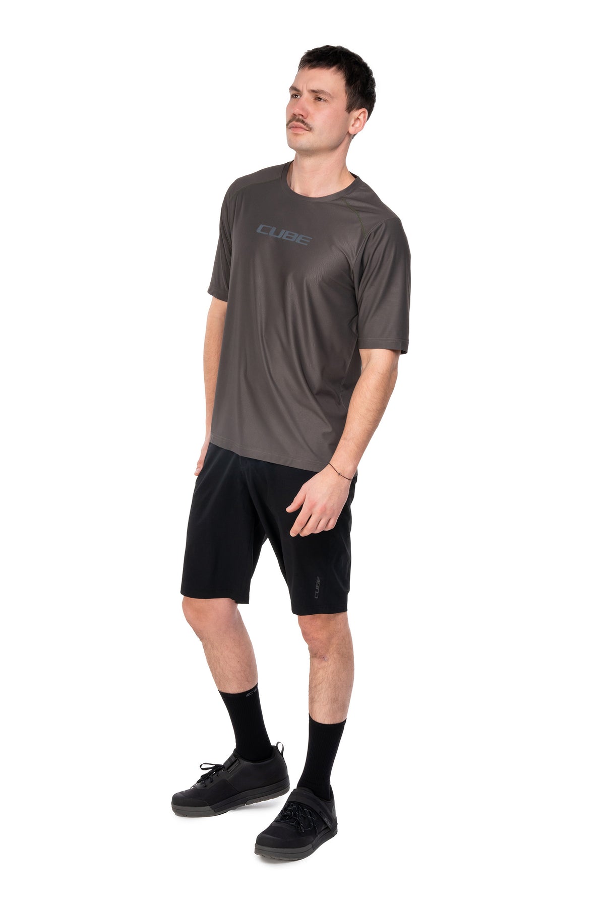 Pantaloni CUBE Trail CMPT Liner Short Black pe model (185 cm, mărimea M) – față
