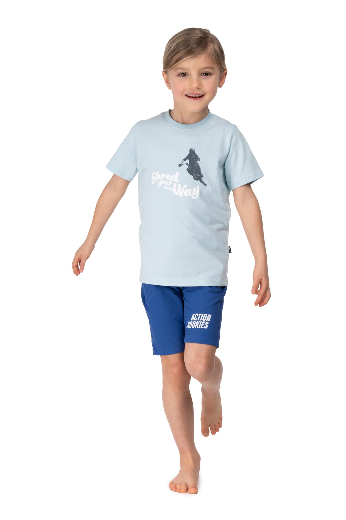 Tricou CUBE Organic T-shirt Rookie Shred Blue pe model – față