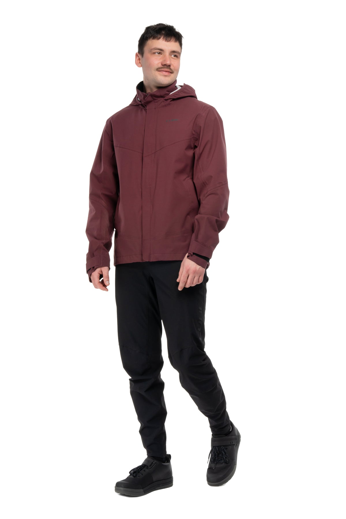 Jachetă CUBE Ploaie Bordeaux CMPT pe model (185 cm, mărimea M) – față