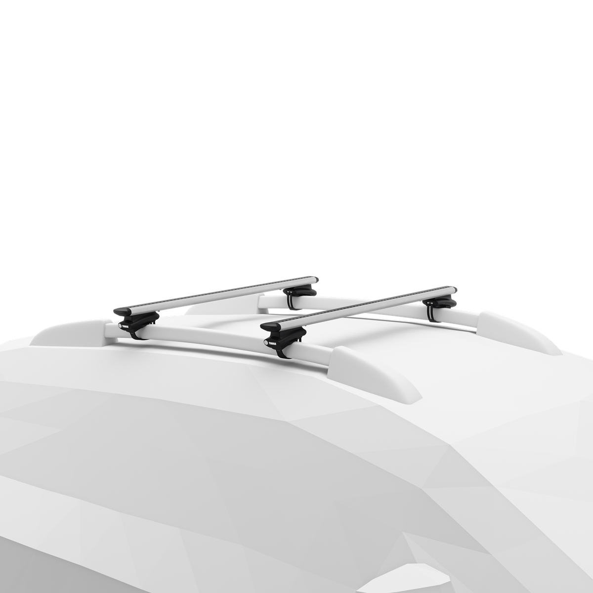 Bare Thule WingBar Evo aluminiu pe picioare Oversize Rail 710800, pe barele longitudinale ale mașinii