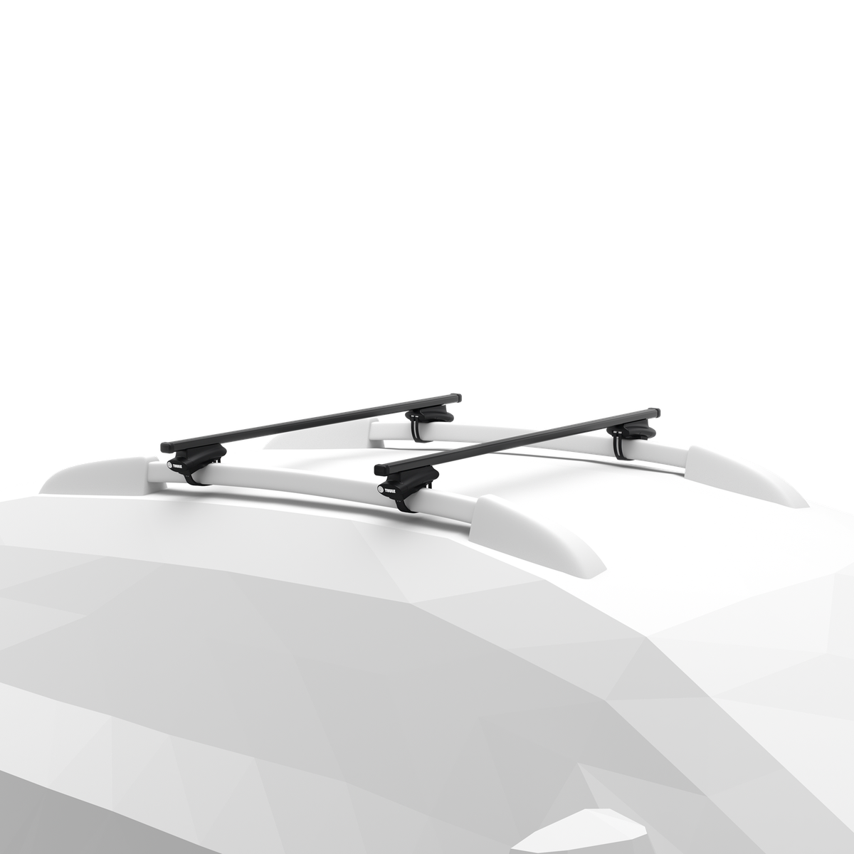Bare Thule SquareBar Evo pe picioare Oversize Rail 710800, pe barele longitudinale ale mașinii