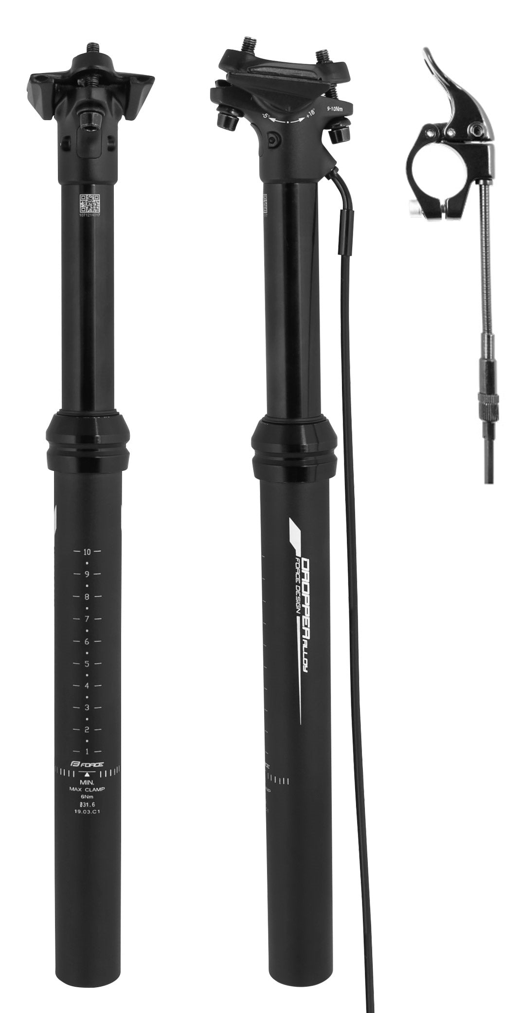 Tija sa dropper Force DROPPER 31,6/475mm, negru mat