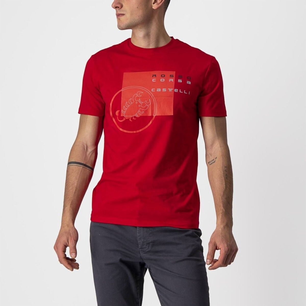 tricou casual cu maneca scurta castelli maurizio tee rosu xl 1