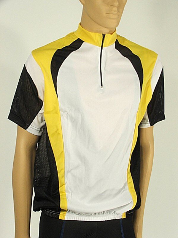 tricou ciclism alb negru galben