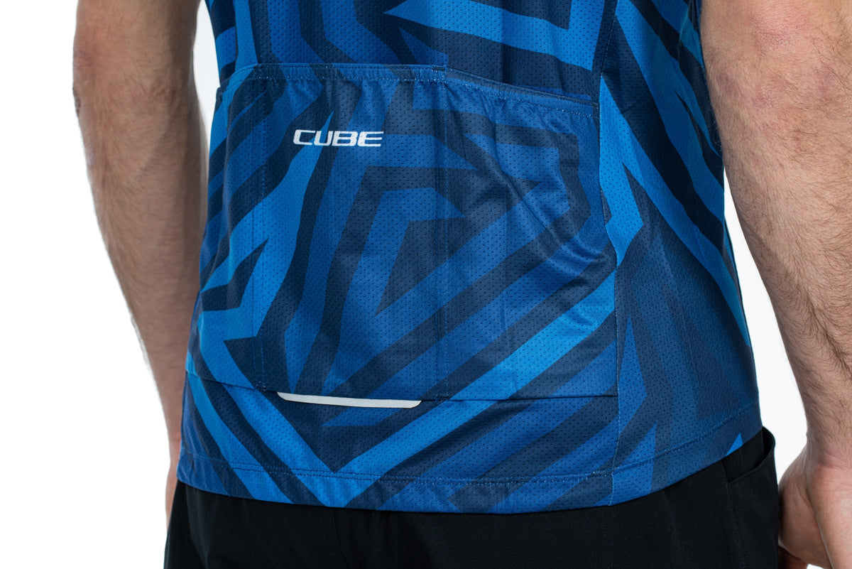 Tricou Ciclism CUBE ATX Jersey Full Zip CMPT S/S Blue
