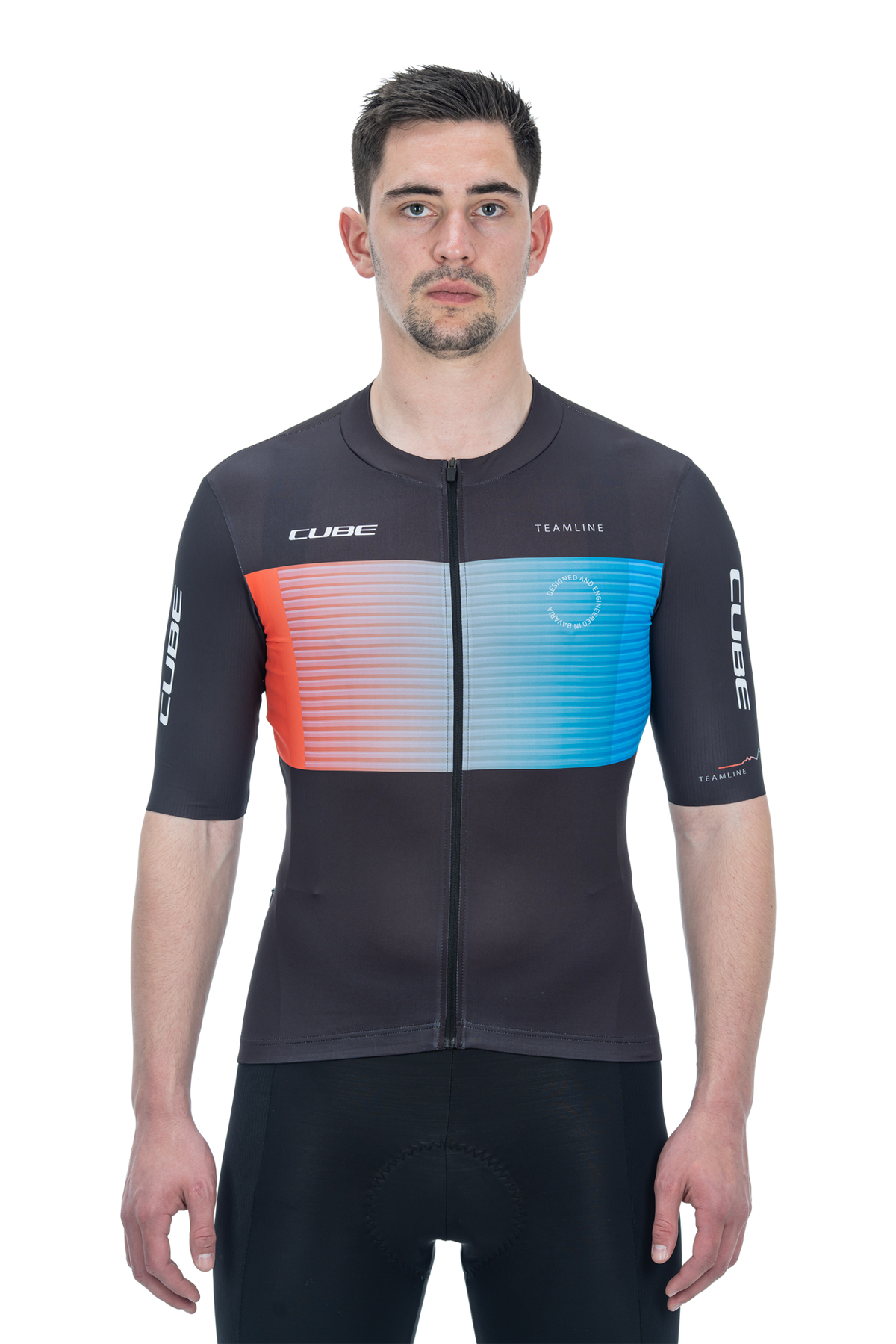 Tricou Ciclism CUBE Teamline Jersey S/S Black Blue Red