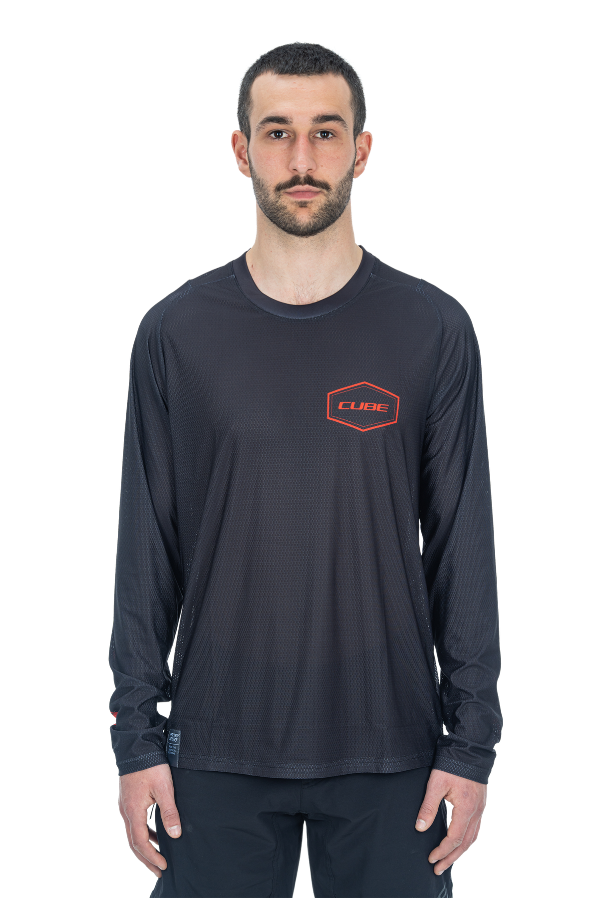 Tricou Ciclism CUBE Vertex Round Neck Jersey L/S Black