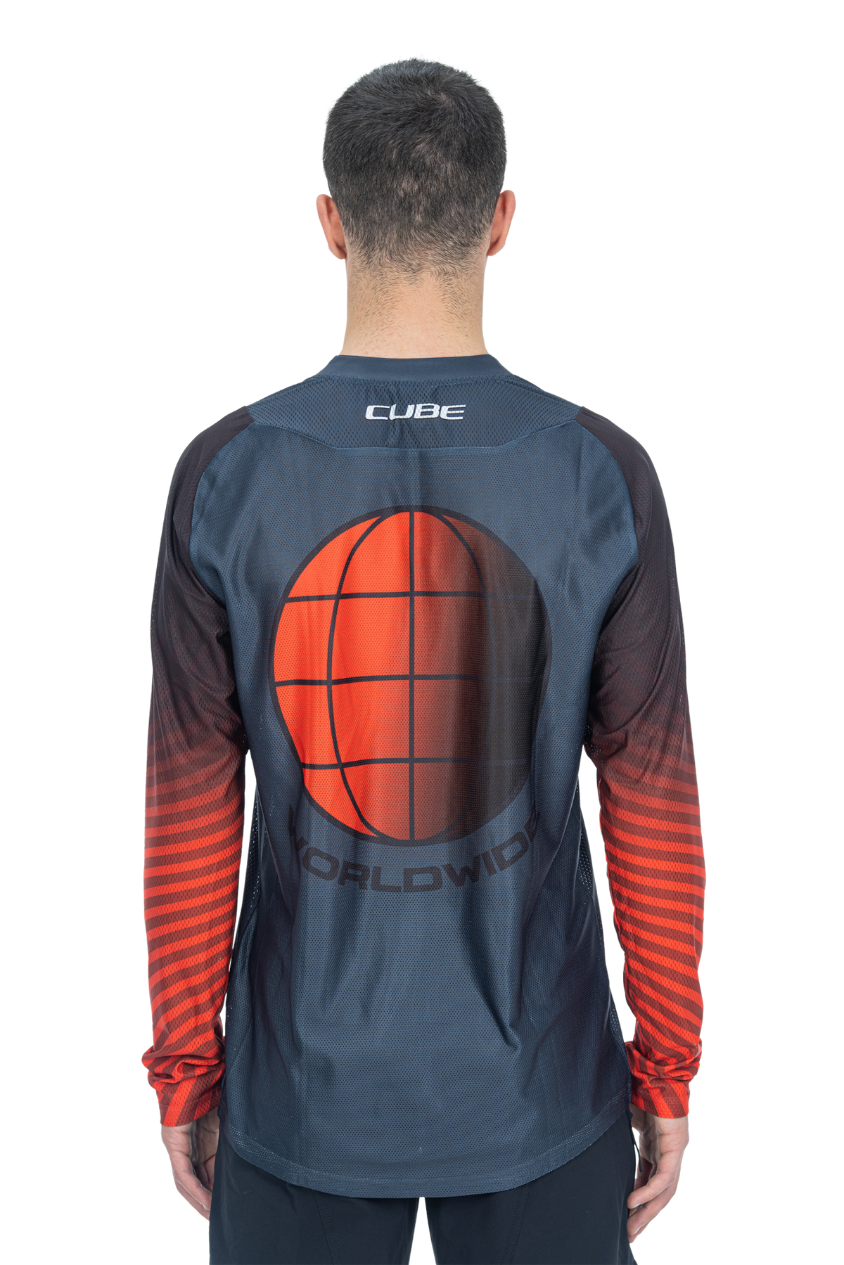 Tricou Ciclism CUBE Vertex Round Neck Jersey L/S Grey Red