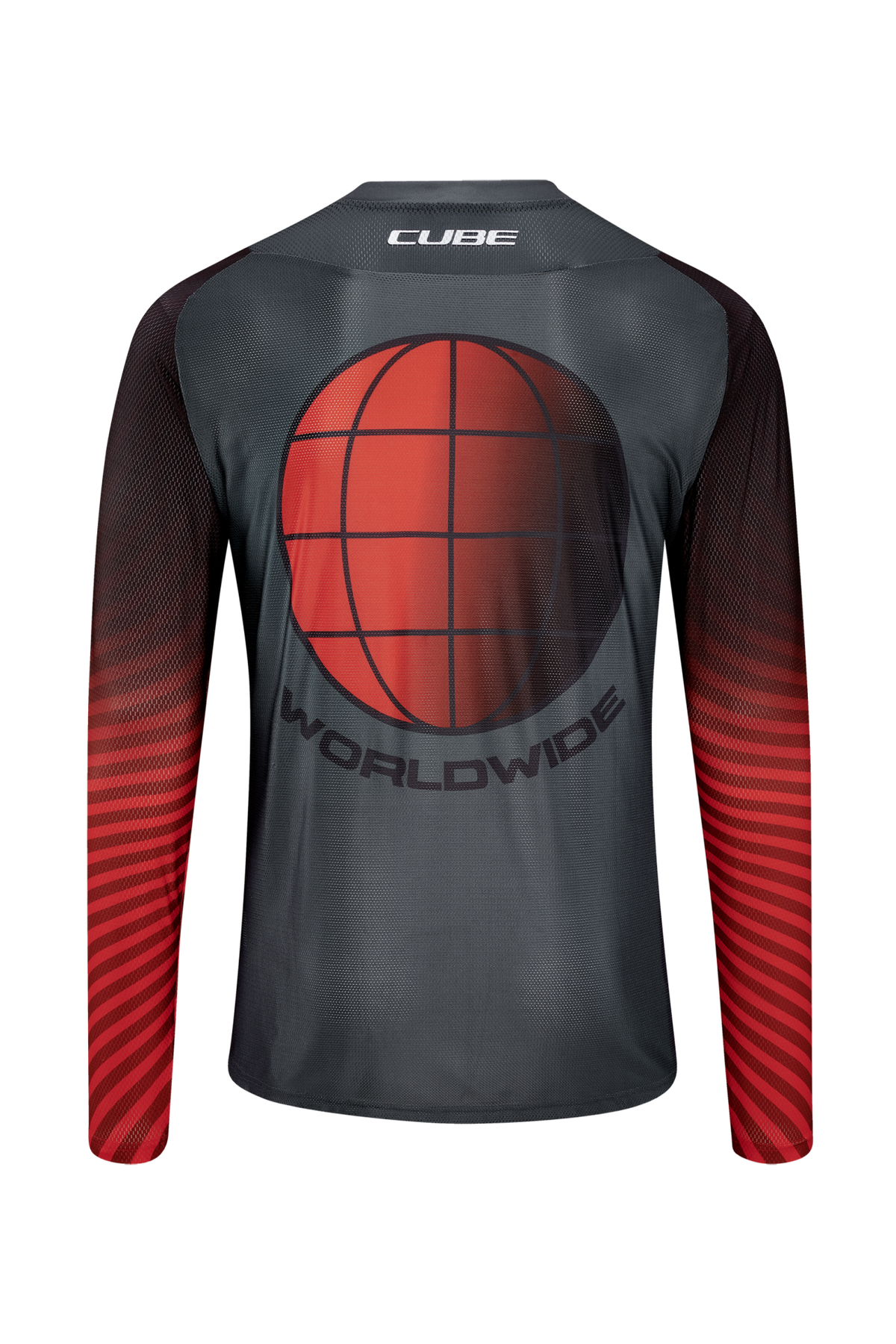 Tricou Ciclism CUBE Vertex Round Neck Jersey L/S Grey Red