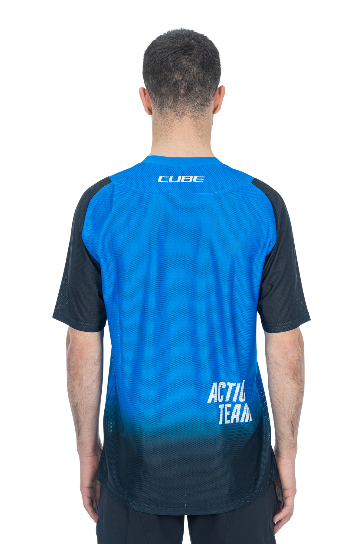 Tricou Ciclism CUBE Vertex Round Neck Jersey x Actionteam S/S Black Blue