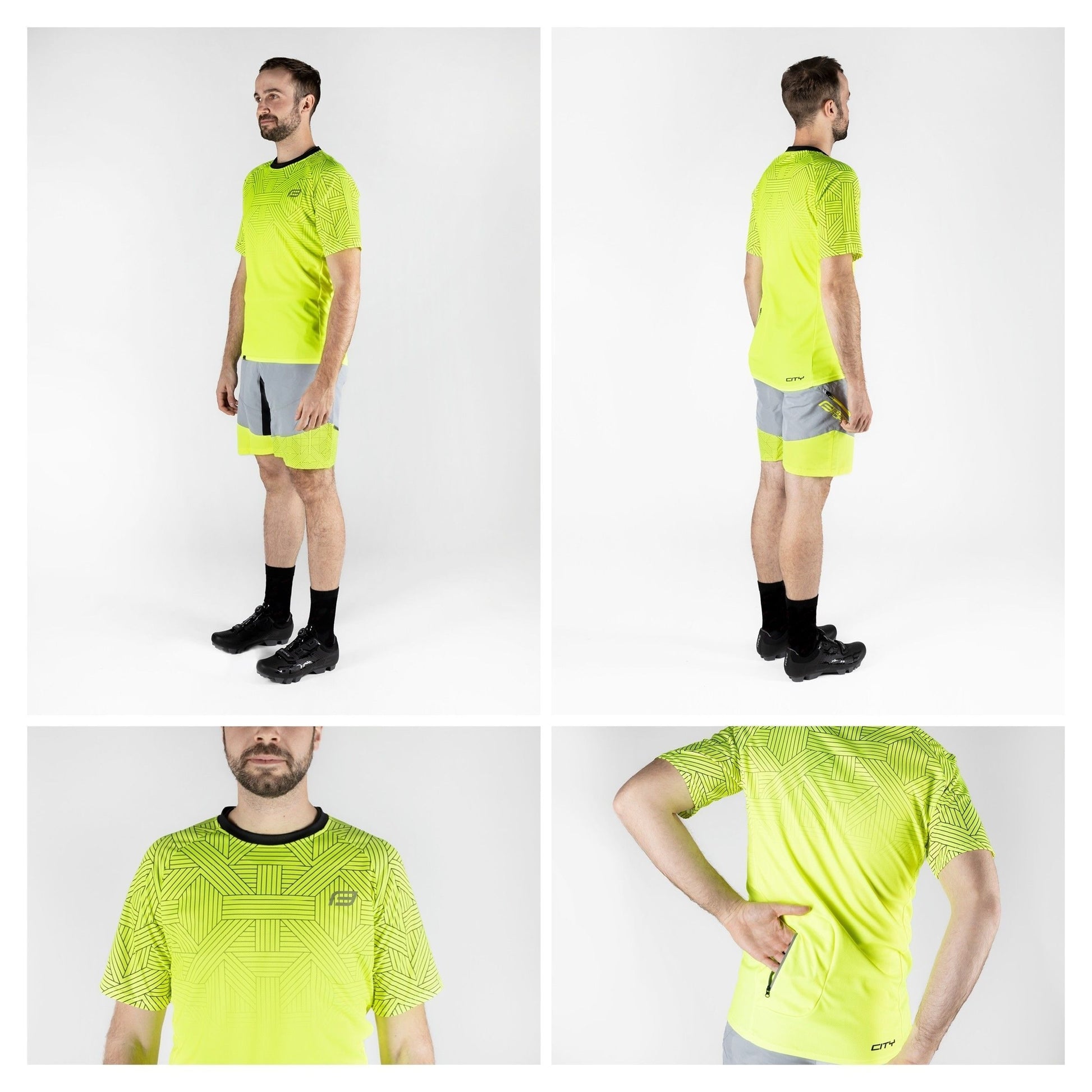 tricou ciclism force city fluo black xl 2