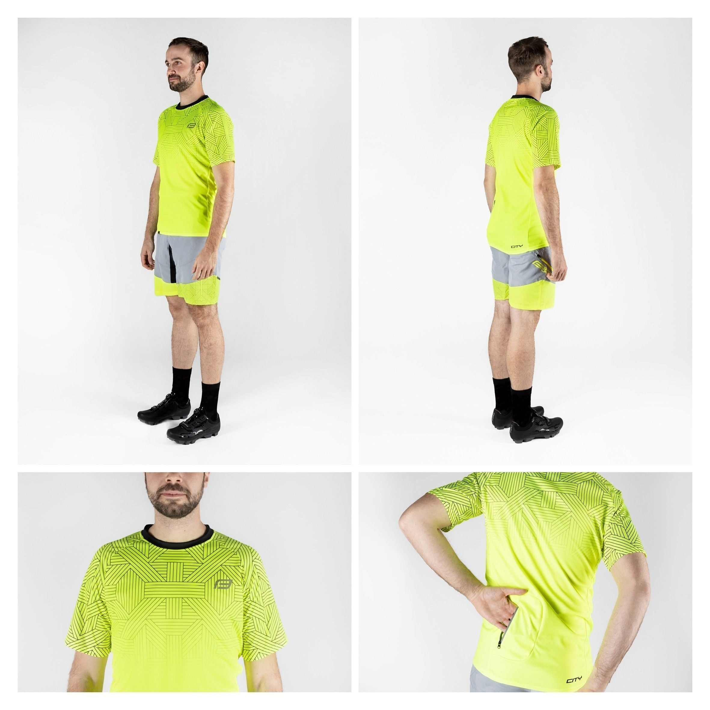 tricou ciclism force city fluo black xl 2