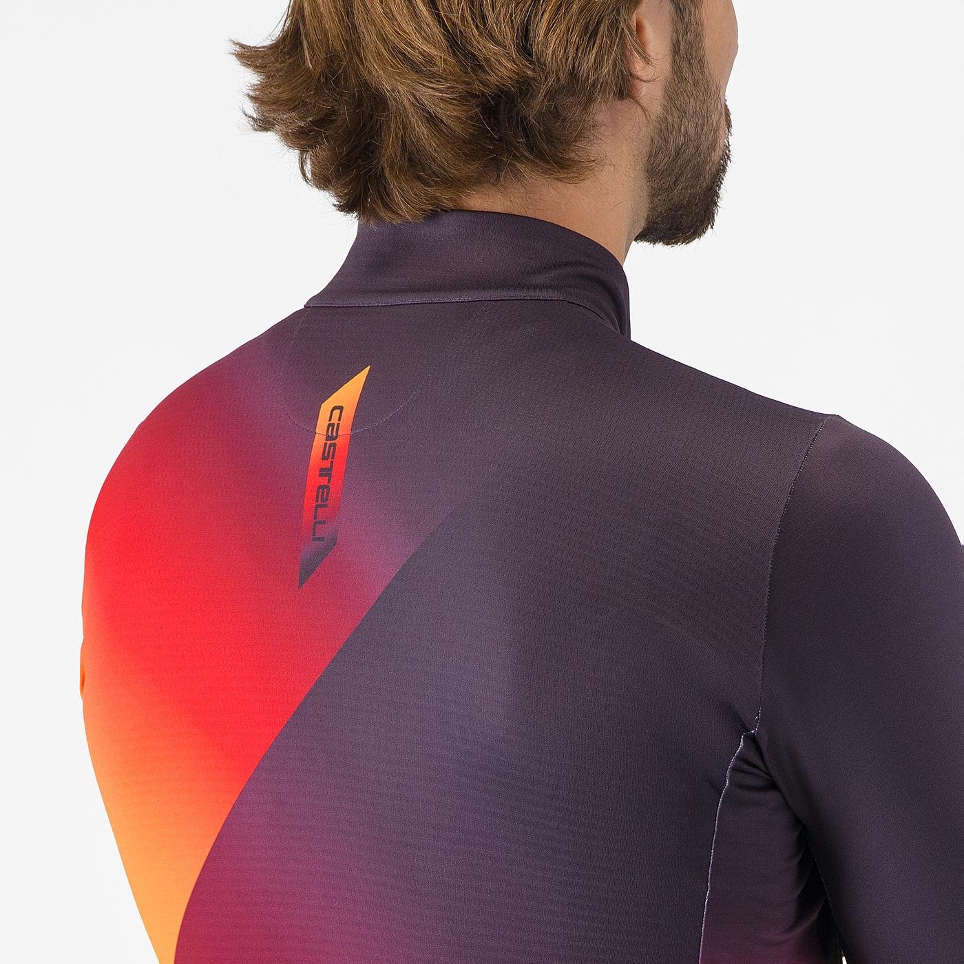 Tricou cu maneca lunga Castelli Amplify Thermal Mov/Rosu/Galben XL