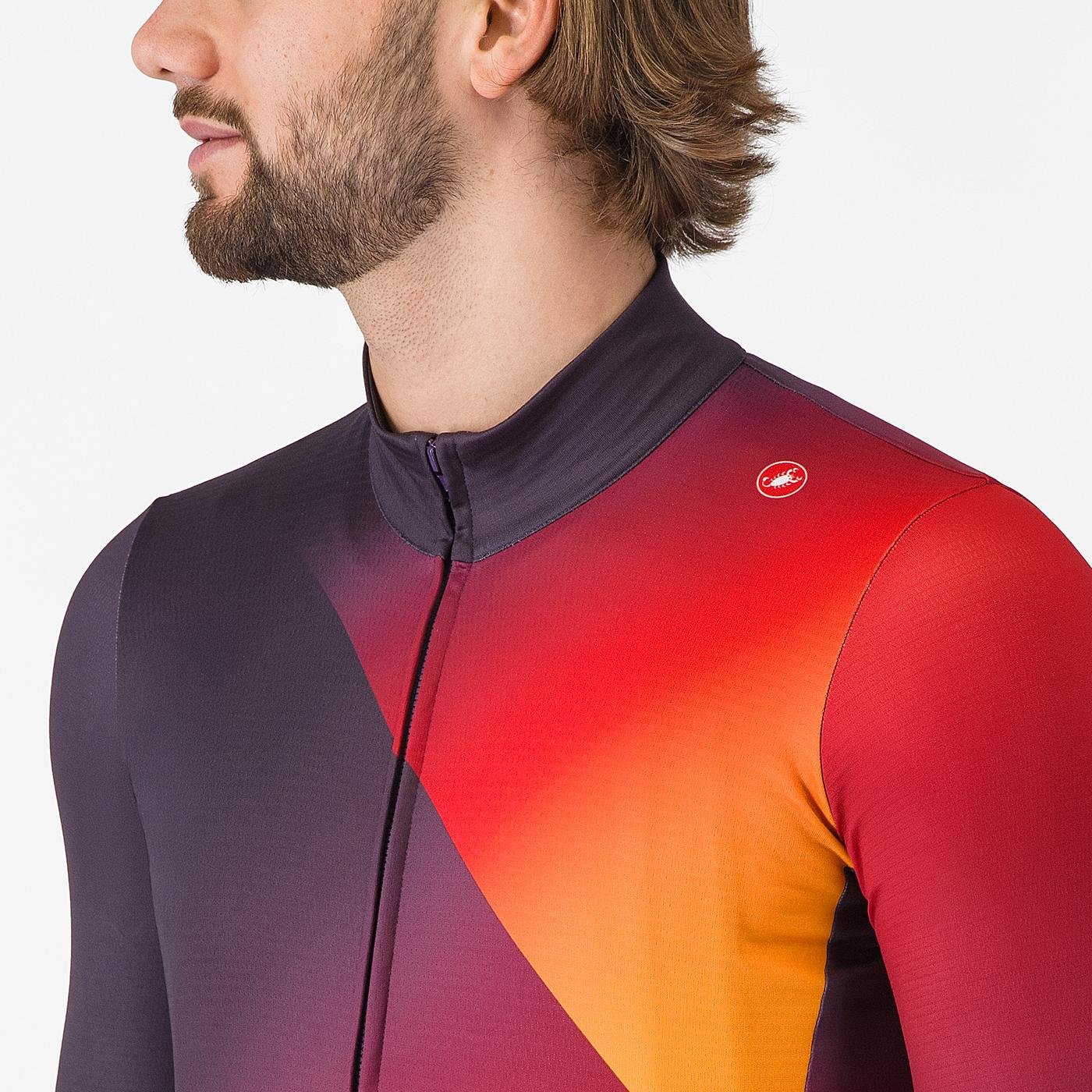 Tricou cu maneca lunga Castelli Amplify Thermal Mov/Rosu/Galben XXXL