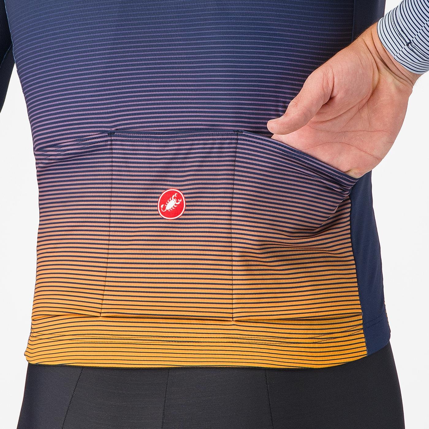 Tricou cu maneca lunga Castelli Apice Thermal Albastru Belgian/Portocaliu L