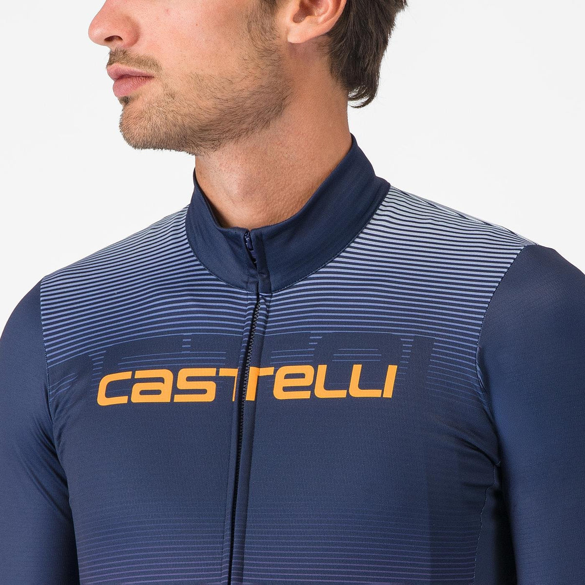 Tricou cu maneca lunga Castelli Apice Thermal Albastru Belgian/Portocaliu