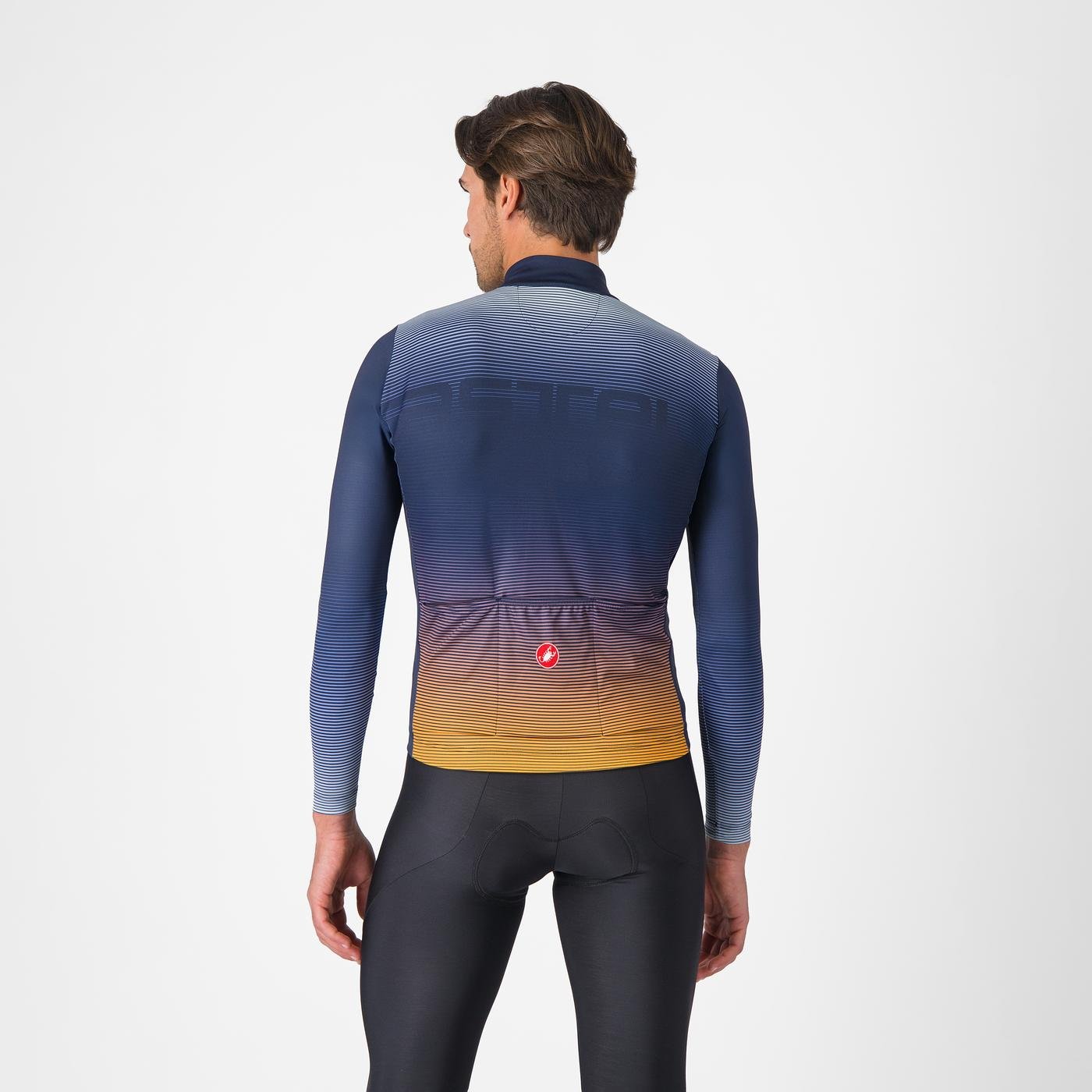 Tricou cu maneca lunga Castelli Apice Thermal Albastru Belgian/Portocaliu XXL