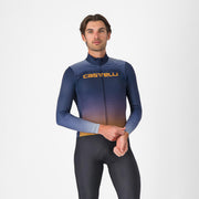 Tricou cu maneca lunga Castelli Apice Thermal Albastru Belgian/Portocaliu XXL