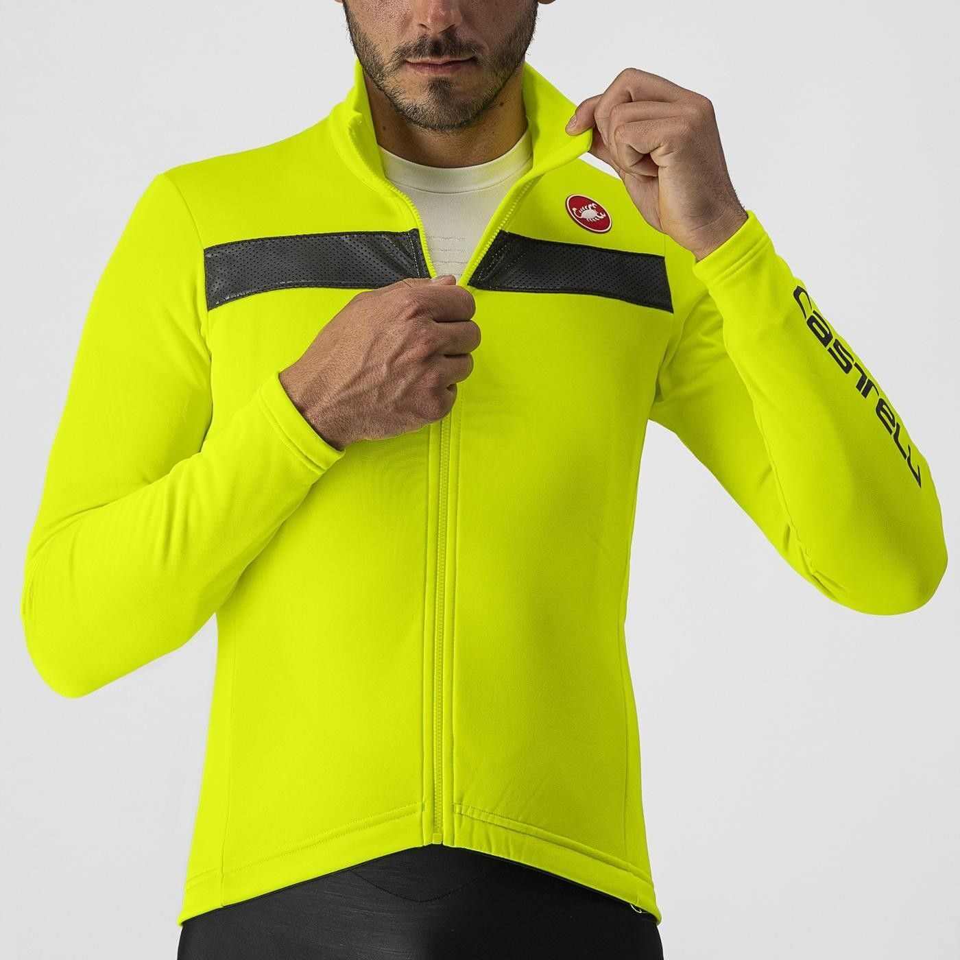 tricou cu maneca lunga castelli puro 3 fz galben fluo reflex m 2