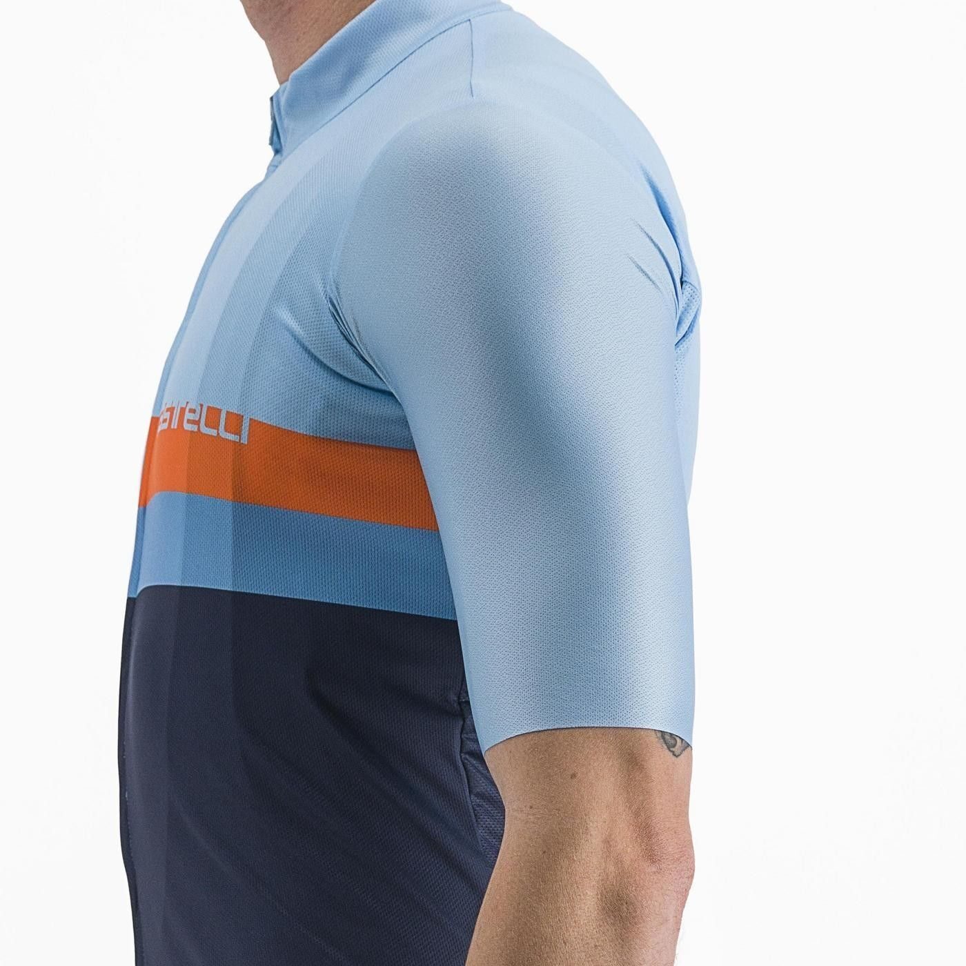 tricou cu maneca scurta castelli a blocco bleu bleumarin portocaliu l 3