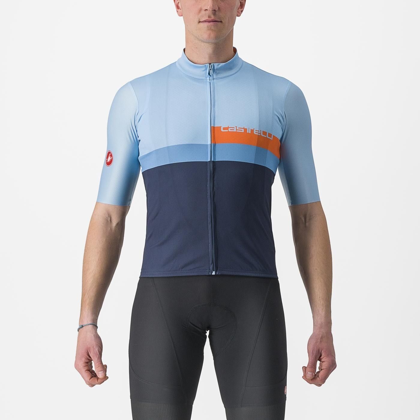 tricou cu maneca scurta castelli a blocco bleu bleumarin portocaliu l