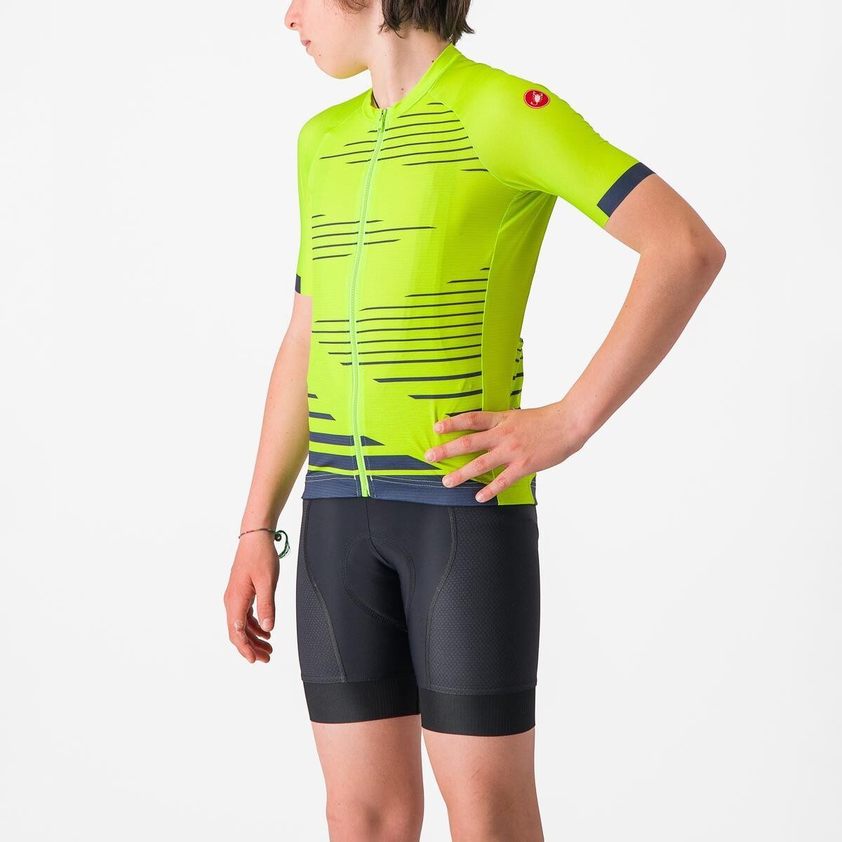tricou cu maneca scurta castelli aero kid pentru copii galben fluo bleumarin 12a 3