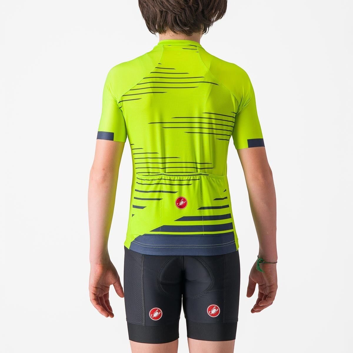 tricou cu maneca scurta castelli aero kid pentru copii galben fluo bleumarin 4a 1