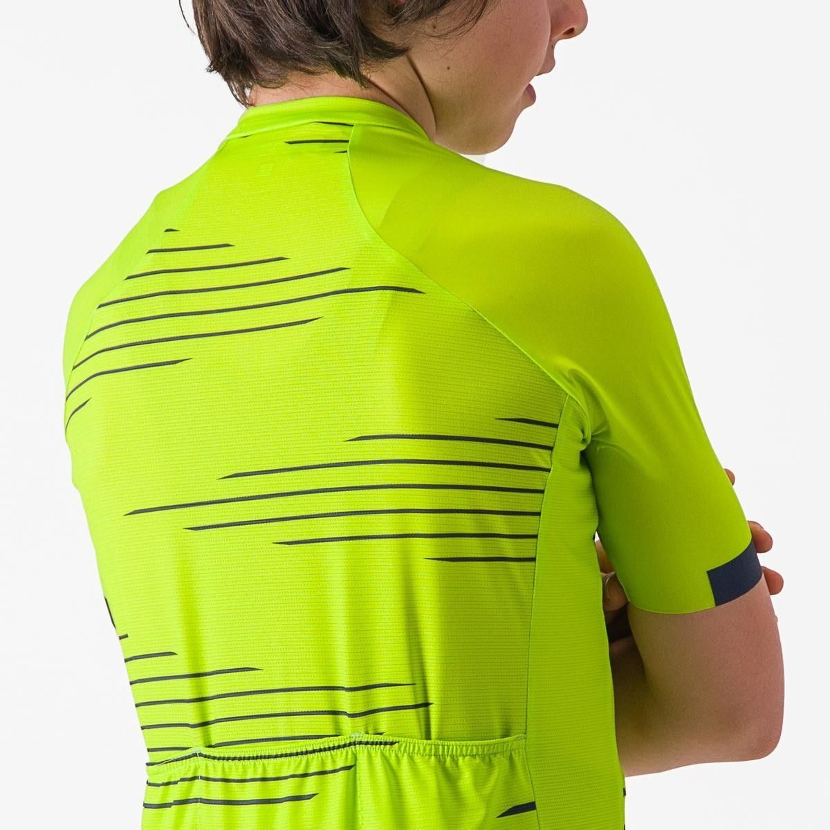 tricou cu maneca scurta castelli aero kid pentru copii galben fluo bleumarin 6a 2