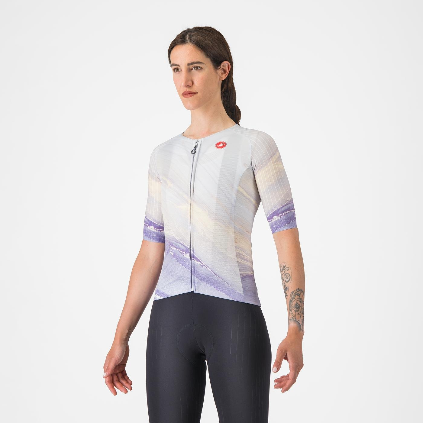 Tricou cu maneca scurta Castelli Aero PRO 8S W, pentru femei, violet multicolor, M