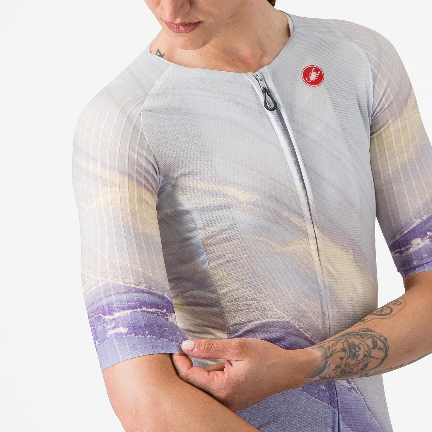 Tricou cu maneca scurta Castelli Aero PRO 8S W, pentru femei, violet multicolor, S
