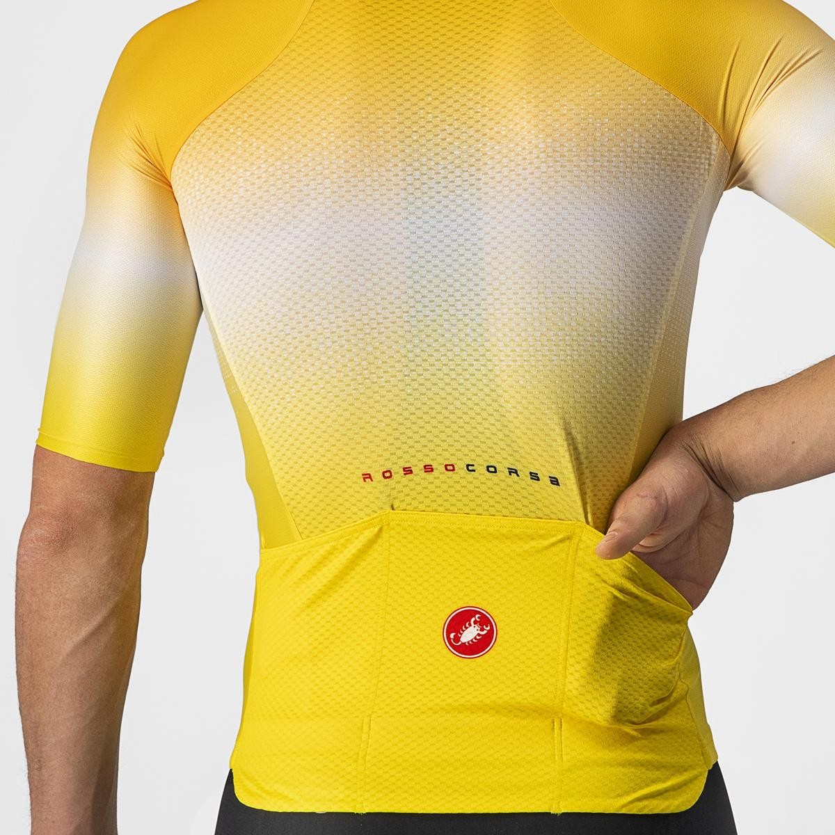 Tricou cu maneca scurta Castelli Aero Race 6.0, Galben/Alb, XXL