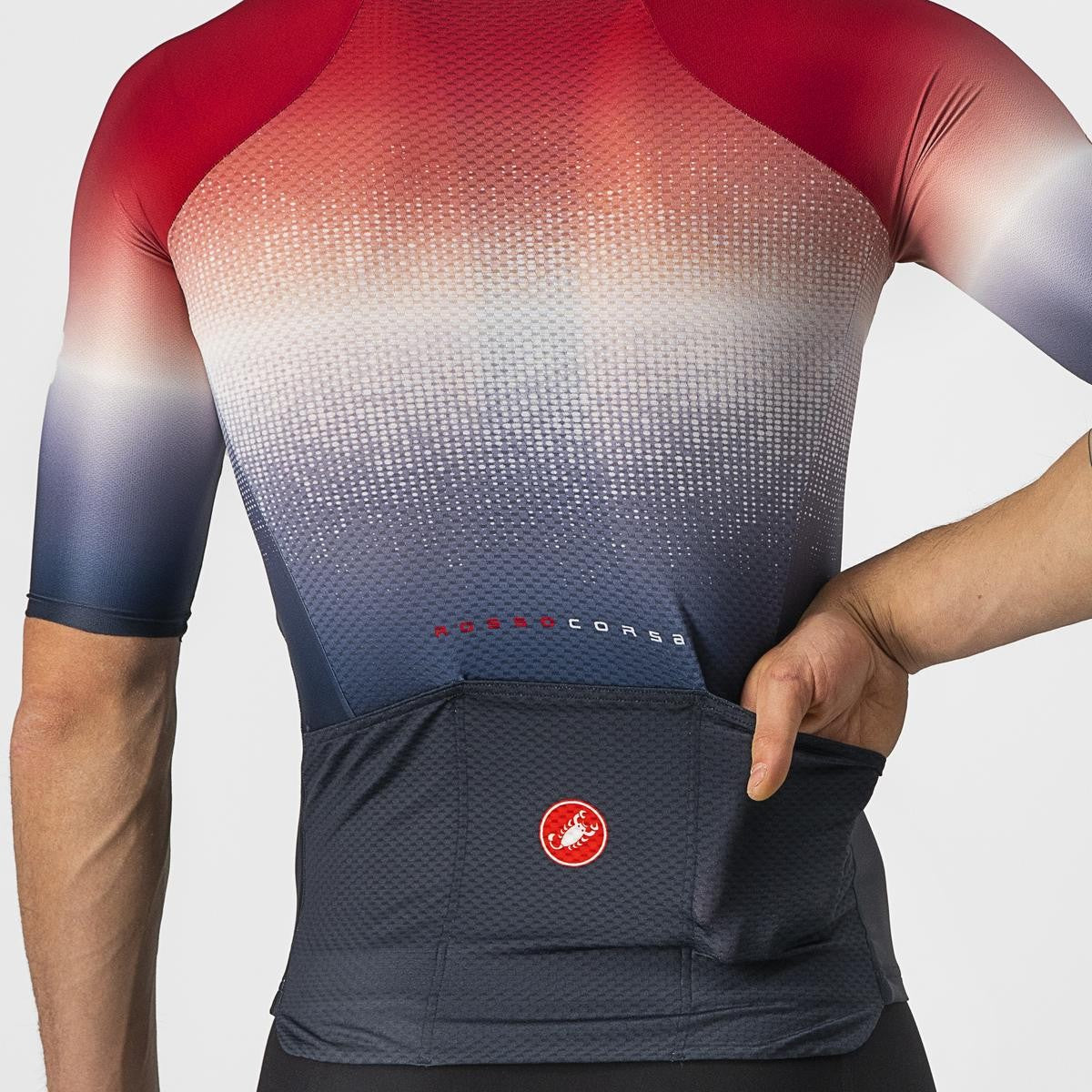 Tricou cu maneca scurta Castelli Aero Race 6.0 Rosu/Alb/Bleumarin XL