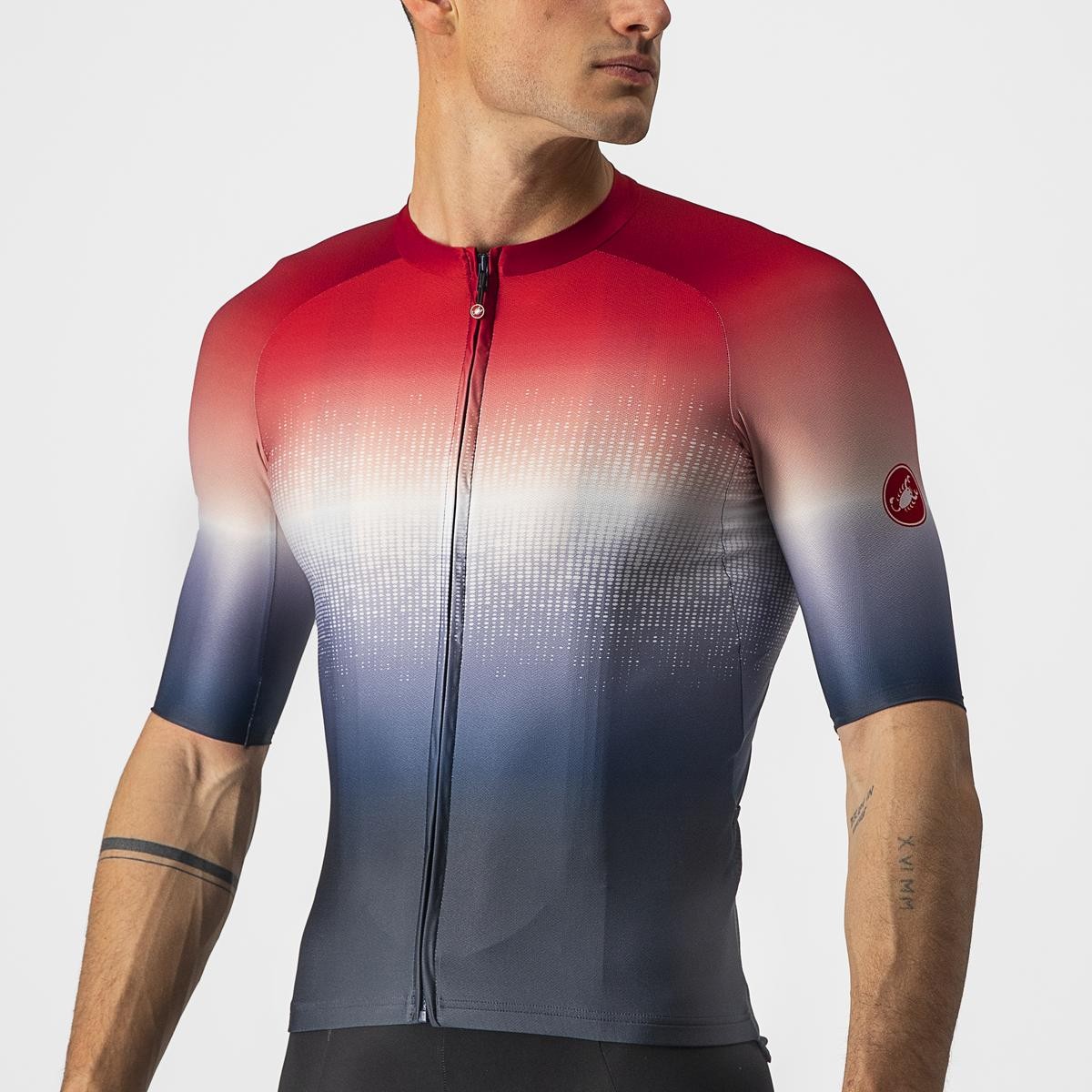 Tricou cu maneca scurta Castelli Aero Race 6.0, Rosu/Alb/Bleumarin, XXL