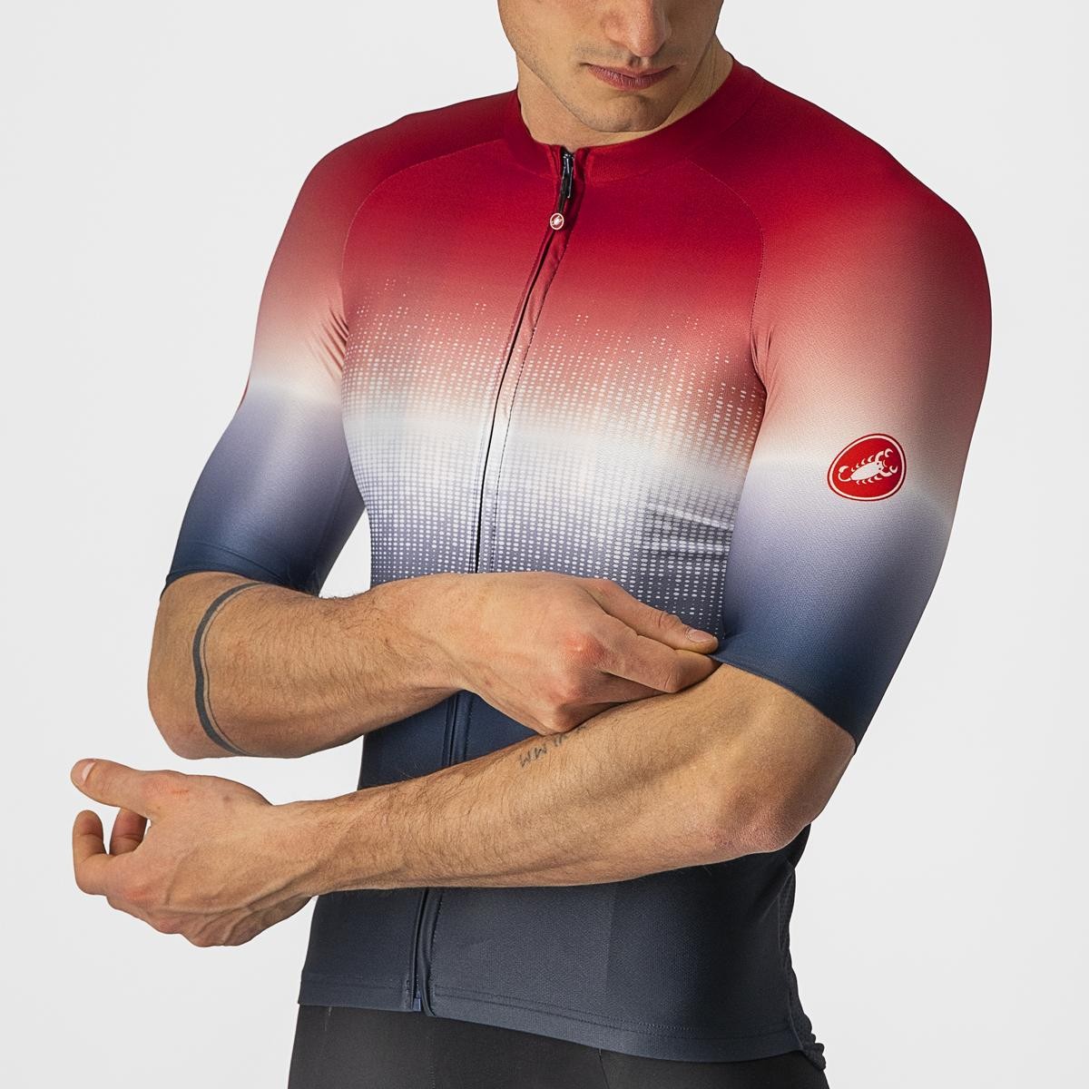 Tricou cu maneca scurta Castelli Aero Race 6.0, Rosu/Alb/Bleumarin, XXL