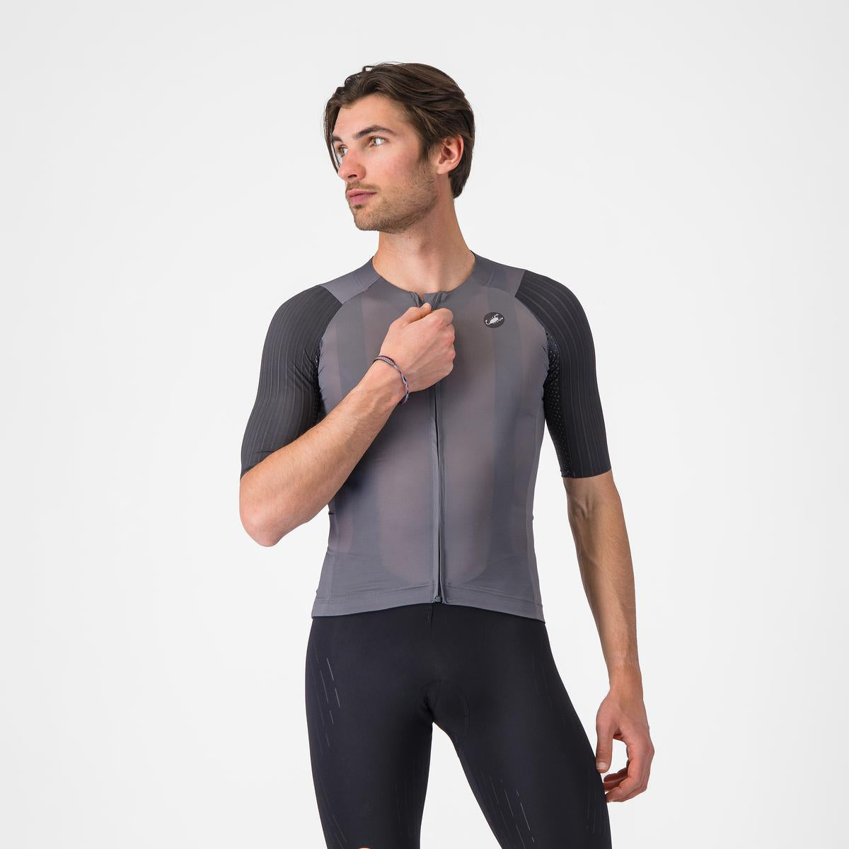 Tricou cu maneca scurta Castelli Aero Race 8s, pentru barbati, gri inchis M