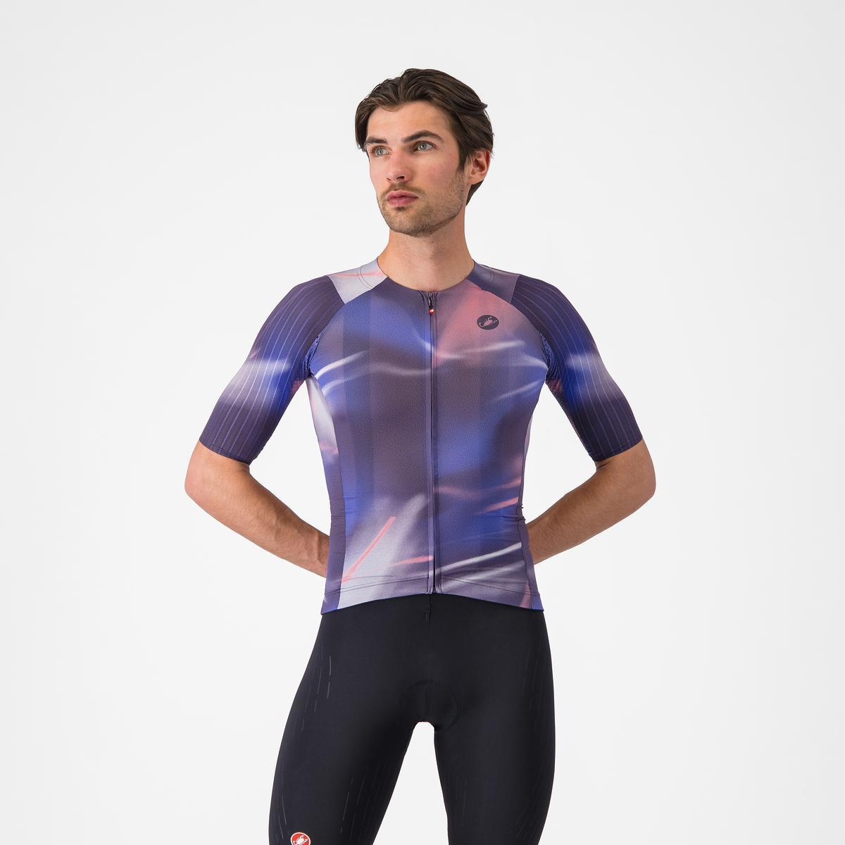 Tricou cu maneca scurta Castelli Aero Race 8s, pentru barbati, rosa giro/night shade XL