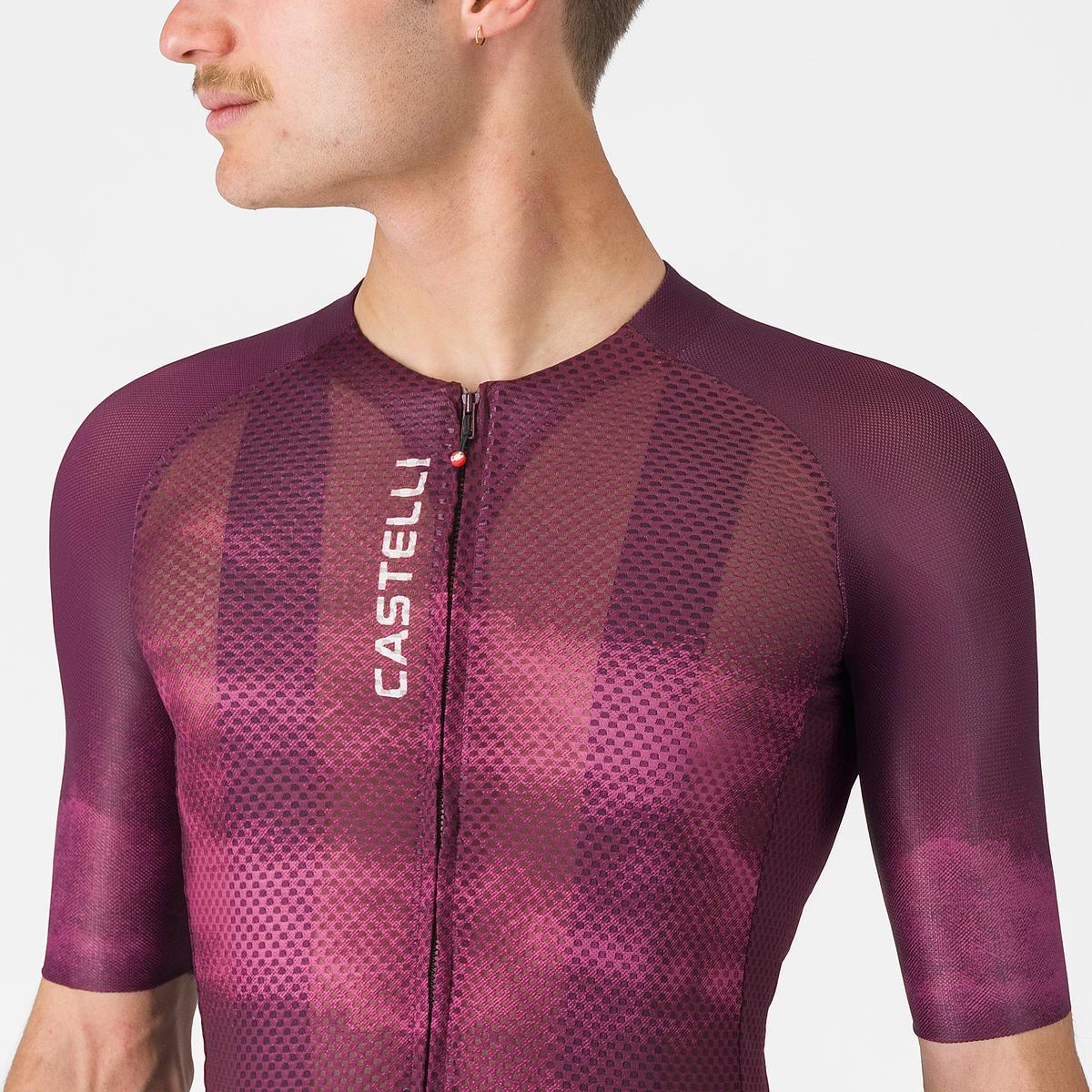 Tricou cu maneca scurta Castelli Climbers A/C, pentru barbati, alb/bordo M