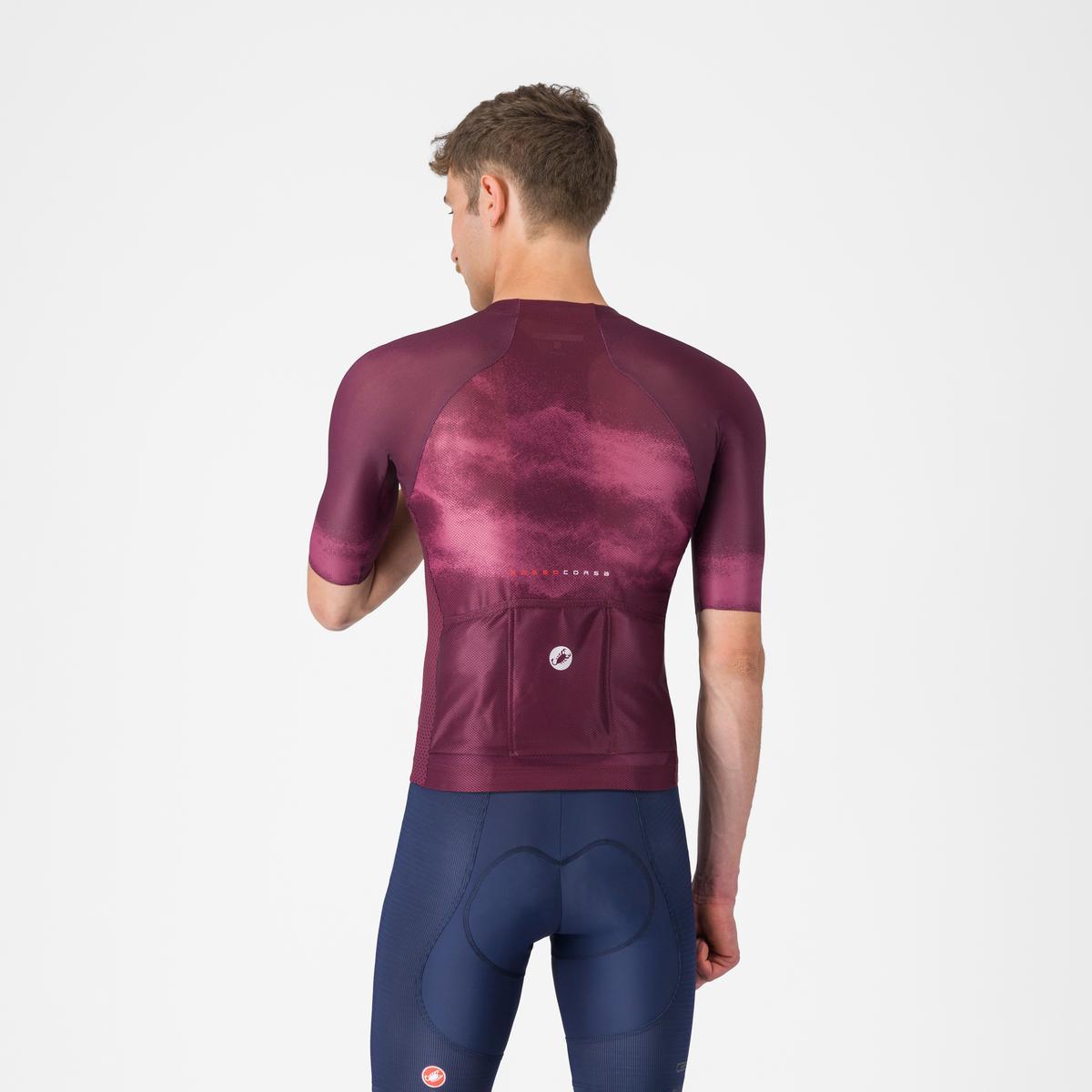Tricou cu maneca scurta Castelli Climbers A/C, pentru barbati, alb/bordo XL