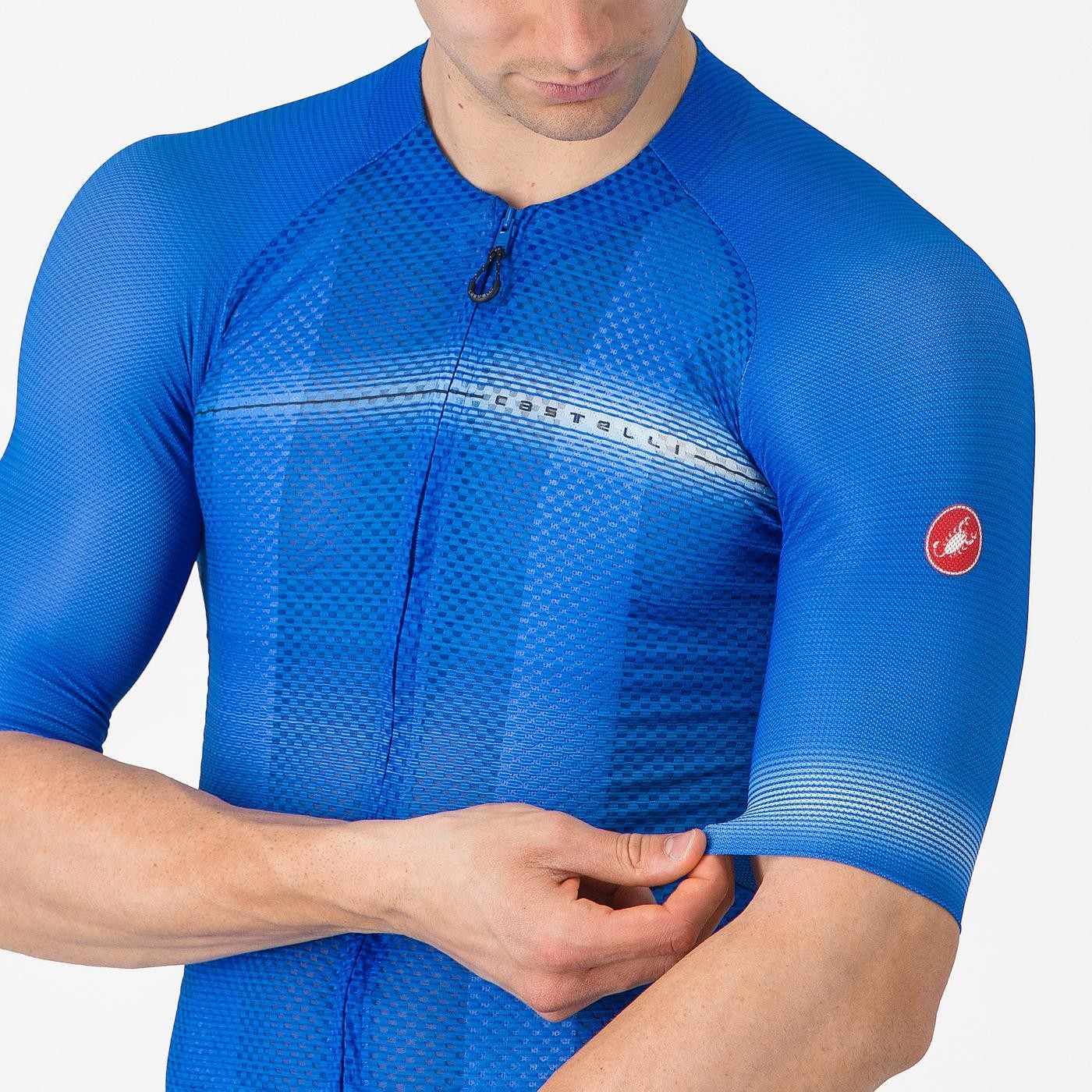 Tricou cu maneca scurta Castelli Climbers A/C, pentru barbati, albastru Italia/albastru belgian, L