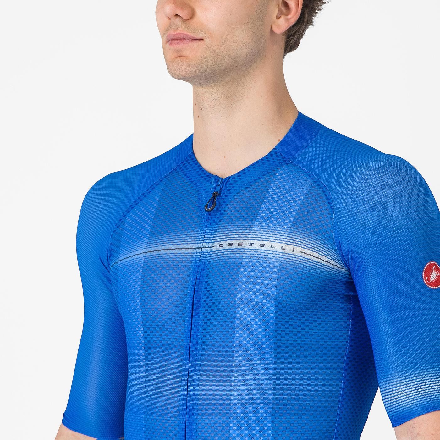 Tricou cu maneca scurta Castelli Climbers A/C, pentru barbati, albastru Italia/albastru belgian, L
