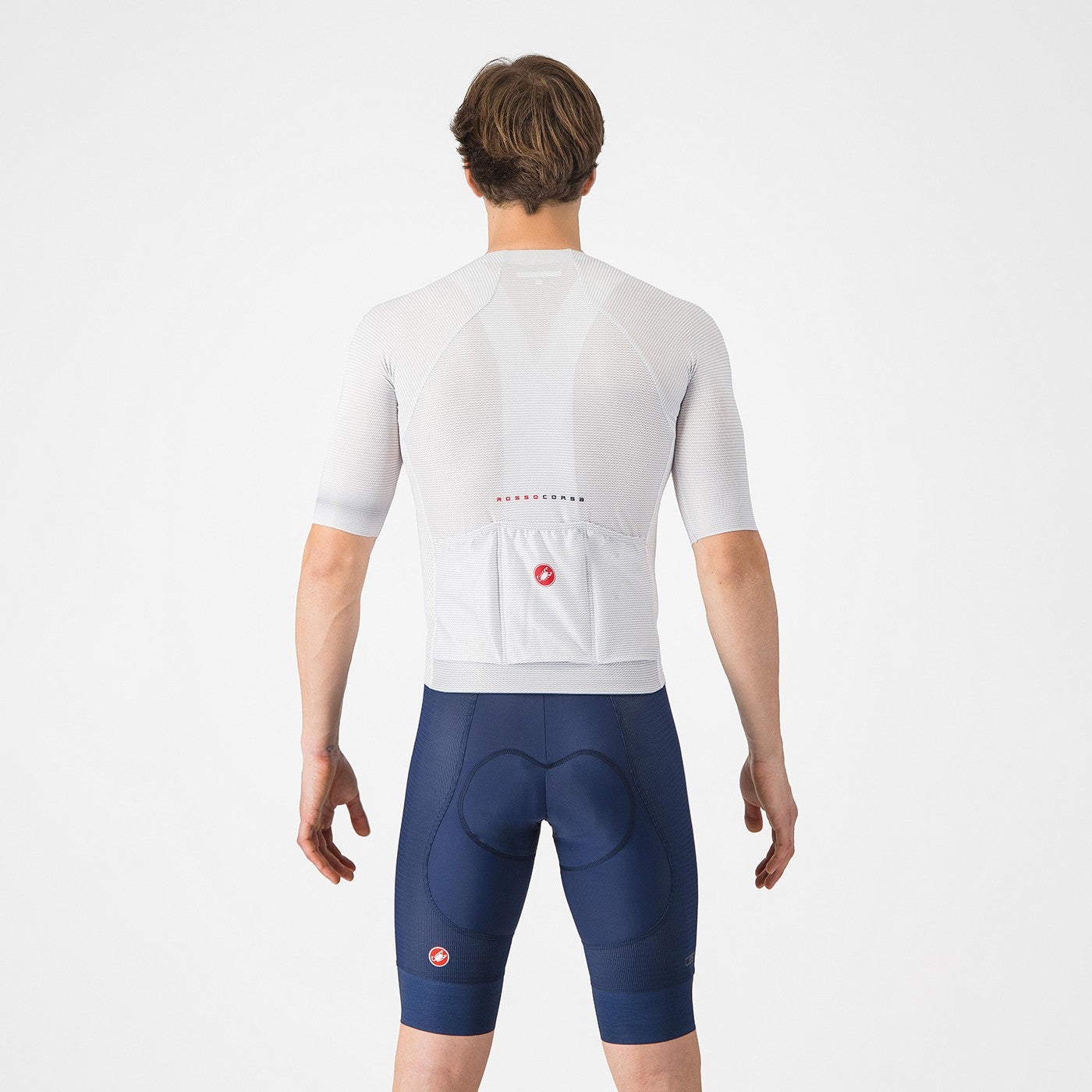 Tricou cu maneca scurta Castelli Climbers A/C, pentru barbati, gri argintiu/rosu, XL